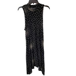LAST CHANCE Anthropologie Maeve Womens Black and Cream Dot High Neckline Dress